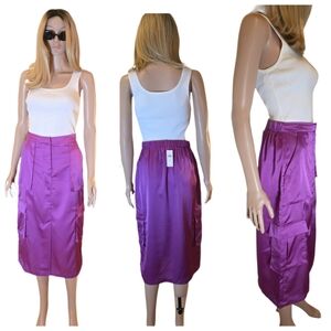 Anthropologie Sunday in Brooklyn Silky Cargo Midi Skirt, XS NWT